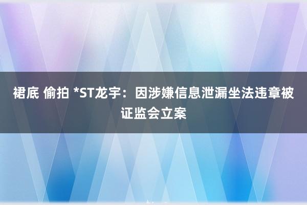 裙底 偷拍 *ST龙宇：因涉嫌信息泄漏坐法违章被证监会立案