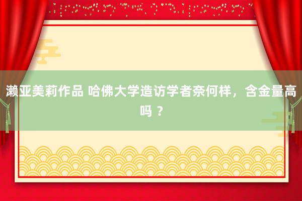 濑亚美莉作品 哈佛大学造访学者奈何样，含金量高吗 ？