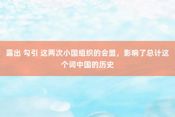 露出 勾引 这两次小国组织的会盟，影响了总计这个词中国的历史