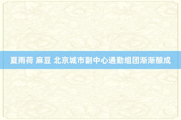 夏雨荷 麻豆 北京城市副中心通勤组团渐渐酿成