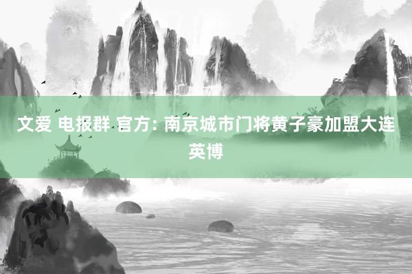 文爱 电报群 官方: 南京城市门将黄子豪加盟大连英博
