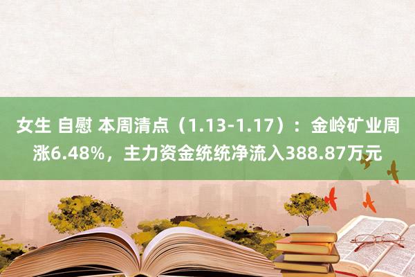 女生 自慰 本周清点（1.13-1.17）：金岭矿业周涨6.48%，主力资金统统净流入388.87万元