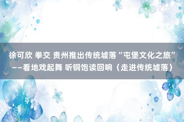 徐可欣 拳交 贵州推出传统墟落“屯堡文化之旅”——看地戏起舞 听铜饱读回响（走进传统墟落）