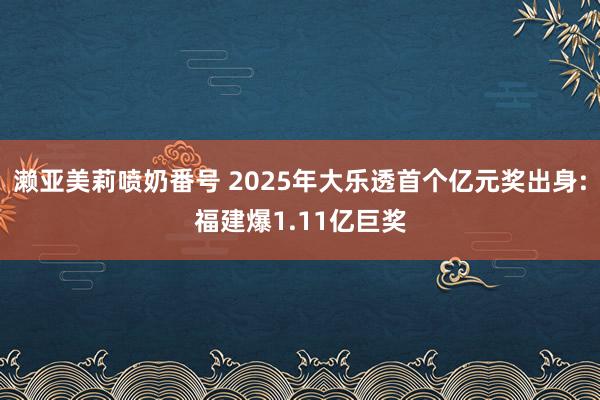 濑亚美莉喷奶番号 2025年大乐透首个亿元奖出身:福建爆1.11亿巨奖