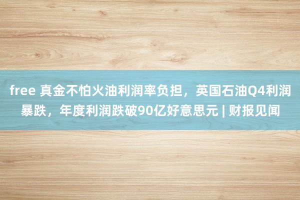 free 真金不怕火油利润率负担，英国石油Q4利润暴跌，年度利润跌破90亿好意思元 | 财报见闻