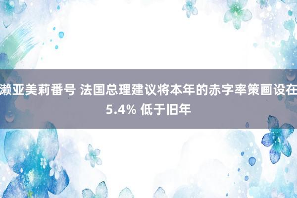 濑亚美莉番号 法国总理建议将本年的赤字率策画设在5.4% 低于旧年