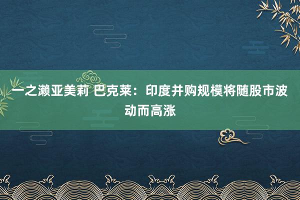 一之濑亚美莉 巴克莱：印度并购规模将随股市波动而高涨