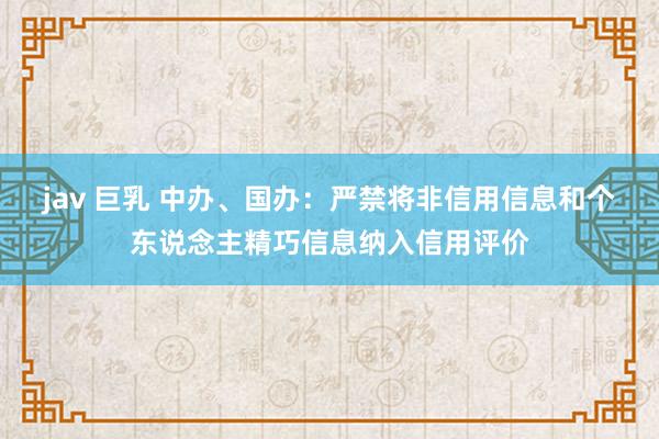 jav 巨乳 中办、国办：严禁将非信用信息和个东说念主精巧信息纳入信用评价