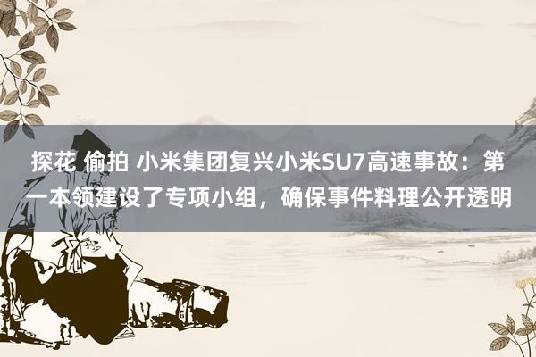探花 偷拍 小米集团复兴小米SU7高速事故：第一本领建设了专项小组，确保事件料理公开透明