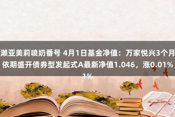 濑亚美莉喷奶番号 4月1日基金净值：万家悦兴3个月依期盛开债券型发起式A最新净值1.046，涨0.01%