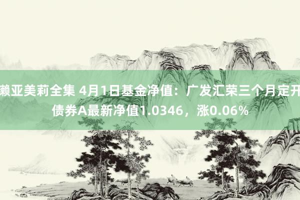 濑亚美莉全集 4月1日基金净值：广发汇荣三个月定开债券A最新净值1.0346，涨0.06%