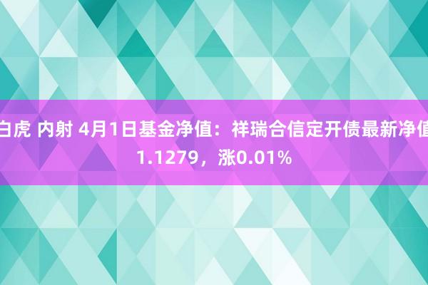 白虎 内射 4月1日基金净值：祥瑞合信定开债最新净值1.1279，涨0.01%