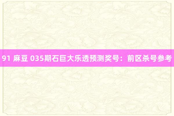 91 麻豆 035期石巨大乐透预测奖号：前区杀号参考