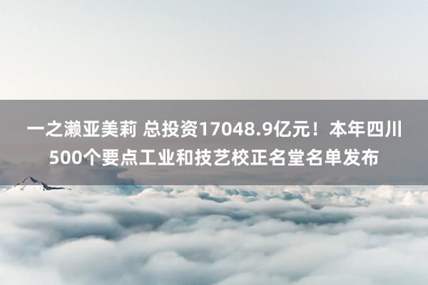 一之濑亚美莉 总投资17048.9亿元！本年四川500个要点工业和技艺校正名堂名单发布