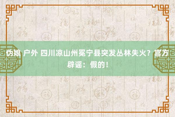 伪娘 户外 四川凉山州冕宁县突发丛林失火？官方辟谣：假的！