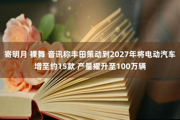 寄明月 裸舞 音讯称丰田策动到2027年将电动汽车增至约15款 产量擢升至100万辆