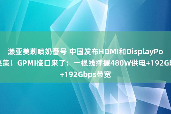濑亚美莉喷奶番号 中国发布HDMI和DisplayPort替代决策！GPMI接口来了：一根线撑握480W供电+192Gbps带宽