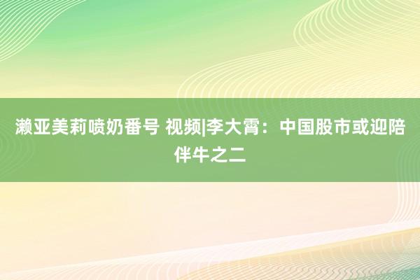濑亚美莉喷奶番号 视频|李大霄：中国股市或迎陪伴牛之二