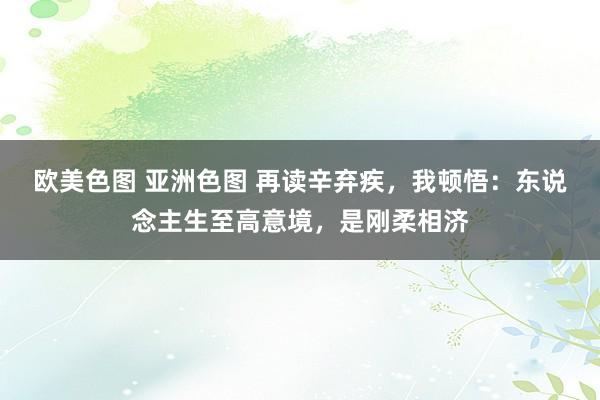 欧美色图 亚洲色图 再读辛弃疾，我顿悟：东说念主生至高意境，是刚柔相济