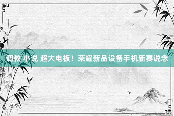 调教 小说 超大电板！荣耀新品设备手机新赛说念