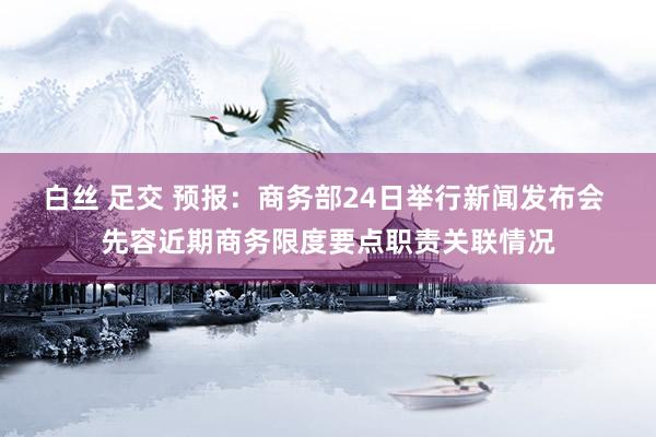 白丝 足交 预报：商务部24日举行新闻发布会 先容近期商务限度要点职责关联情况