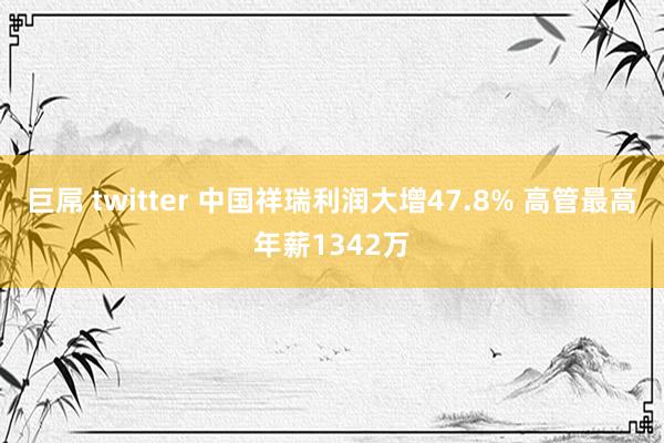 巨屌 twitter 中国祥瑞利润大增47.8% 高管最高年薪1342万
