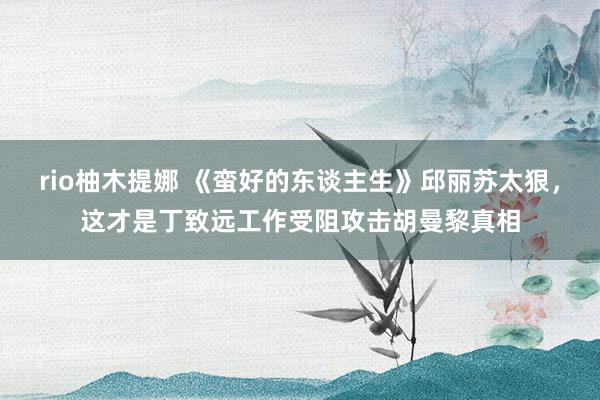 rio柚木提娜 《蛮好的东谈主生》邱丽苏太狠，这才是丁致远工作受阻攻击胡曼黎真相