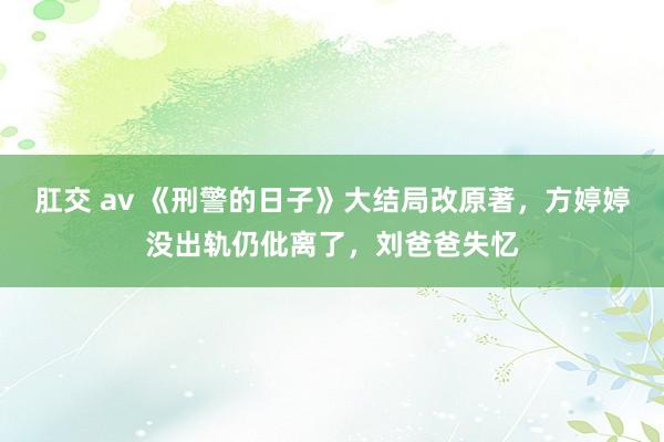 肛交 av 《刑警的日子》大结局改原著，方婷婷没出轨仍仳离了，刘爸爸失忆