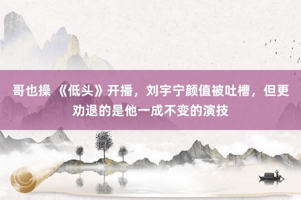 哥也操 《低头》开播，刘宇宁颜值被吐槽，但更劝退的是他一成不变的演技