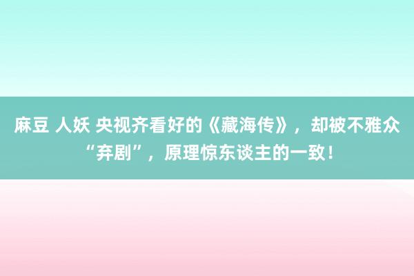 麻豆 人妖 央视齐看好的《藏海传》，却被不雅众“弃剧”，原理惊东谈主的一致！
